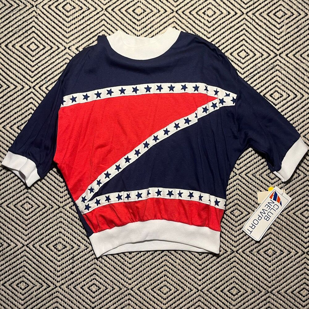 VINTAGE 1980’s RARE RED WHITE & BLUE Athletic Top New Deadstock Size M American